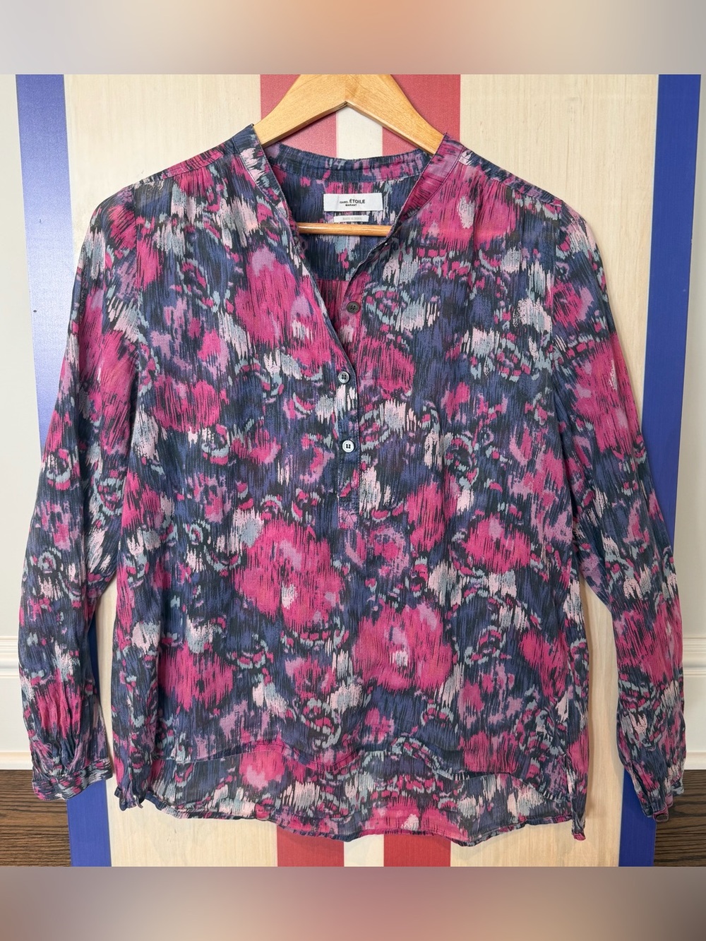 Isabel Marant Etoile Magenta Floral Print Blouse Size S